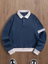 MEN'S CONTRAST COLORBLOCK COLLAR LONG SLEEVE HALF-ZIP SWEATSHIRT